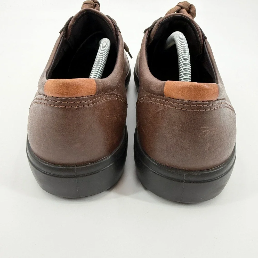 ECCO Soft 7 Mens Brown Leather Low Top Sneakers Casual Shoes Size 48 Scandi